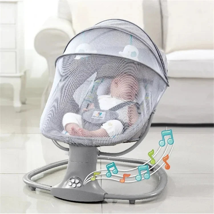 BabyCare سرير أطفال فاخر 3 في 1 - سرير هزاز متعدد الوظائف مع موسيقى واهتزاز وناموسية