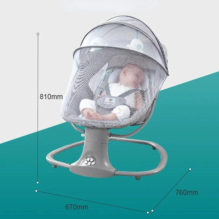 BabyCare سرير أطفال فاخر 3 في 1 - سرير هزاز متعدد الوظائف مع موسيقى واهتزاز وناموسية
