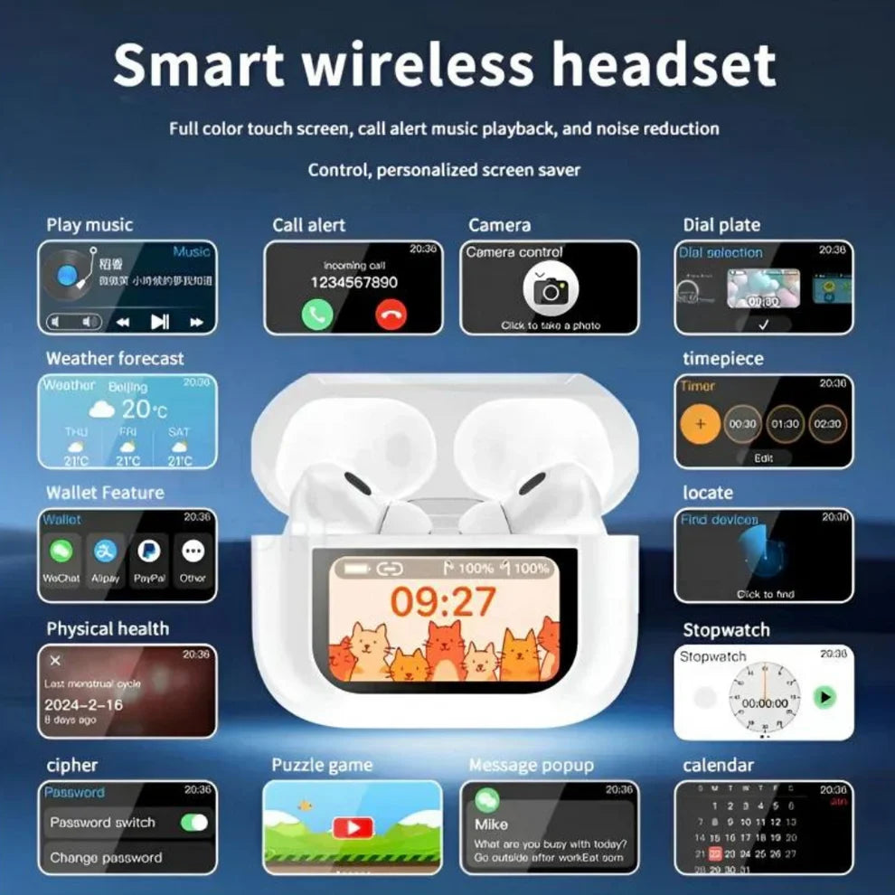 Smart Wireless Earbuds With ANC+ENC and Noise Cancelling