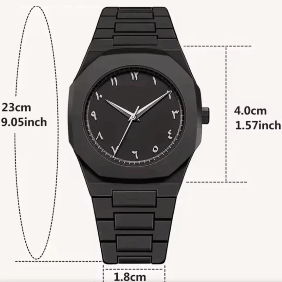 Original AURA™ Arabic Edition – Arabic Style Quartz Men's Black Watch - Water Resistance