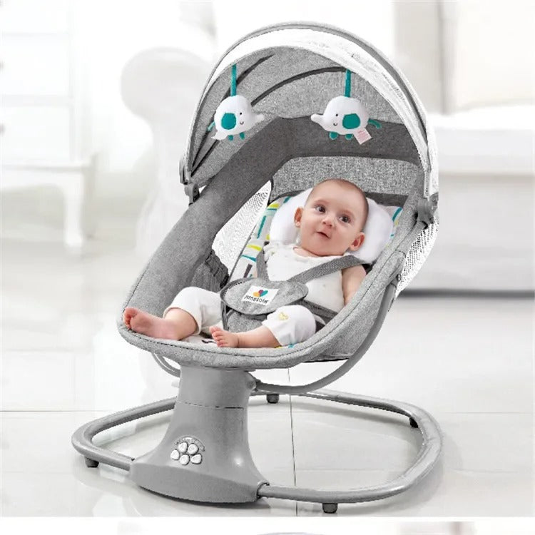 BabyCare سرير أطفال فاخر 3 في 1 - سرير هزاز متعدد الوظائف مع موسيقى واهتزاز وناموسية